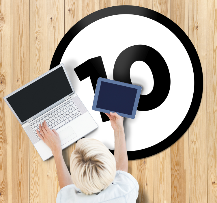 卧室乙烯基地毯 可定制的圆形编号 - TenStickers