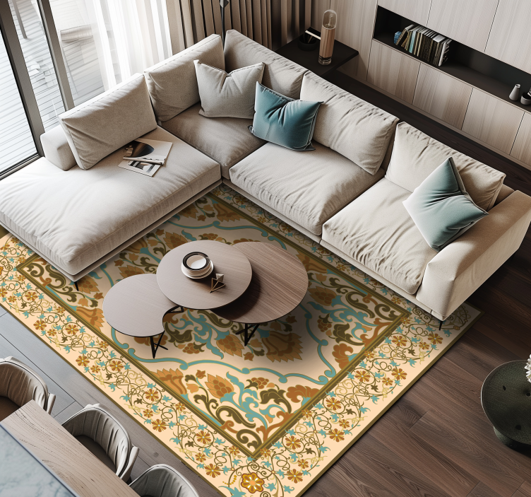 乙烯基地毯饭厅 曼陀罗米色设计 - TenStickers