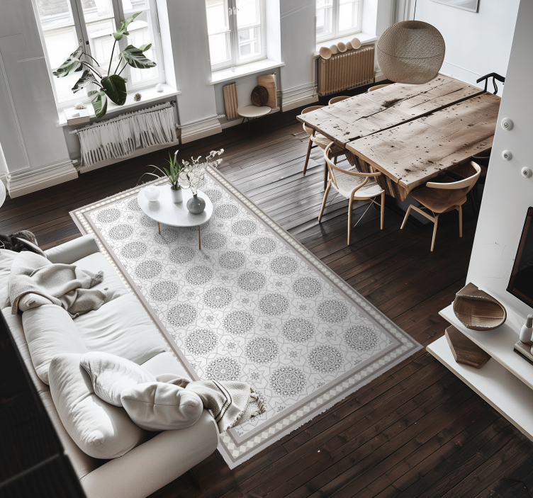 乙烯基地毯饭厅 摩洛哥浅灰色设计 - TenStickers