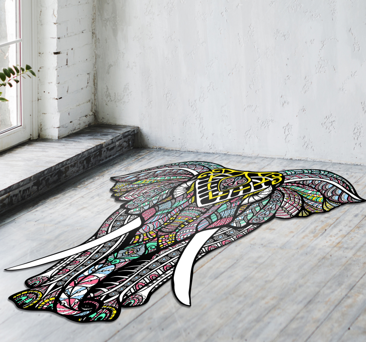 精美的大象曼陀罗乙烯基地毯 - TenStickers