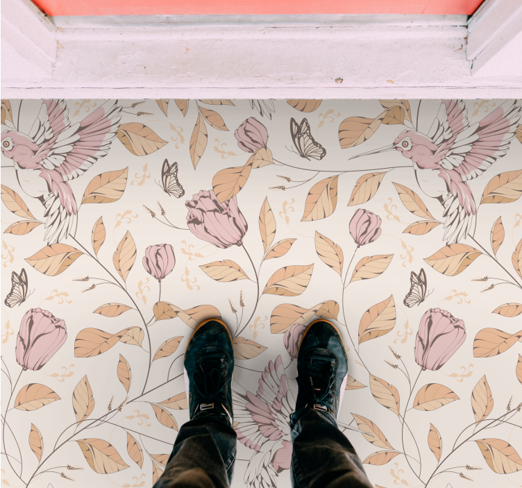 乙烯基地毯入口大厅粉彩花卉优雅 - TenStickers