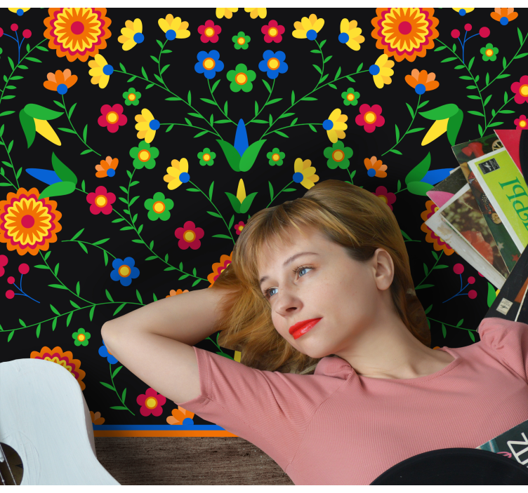 乙烯基花草地毯色彩鲜艳图案 - TenStickers