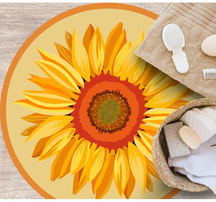 乙烯基花草地毯向日葵圆形款式 - TenStickers