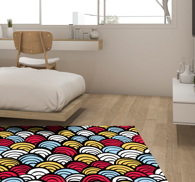 乙烯基地毯几何 彩色半圆 - TenStickers