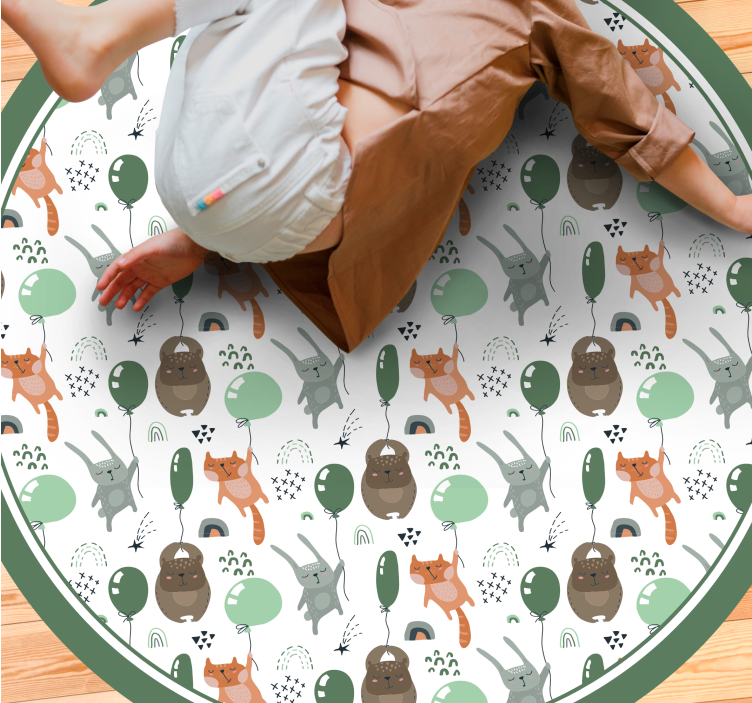 乙烯基地毯 儿童 玩趣动物气球 - TenStickers