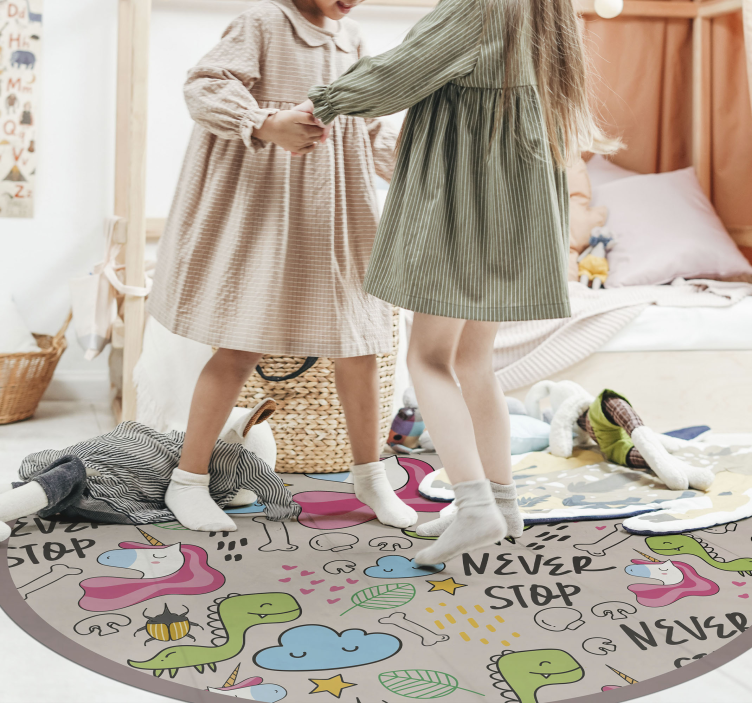 乙烯基地毯 儿童 俏皮的独角兽设计 - TenStickers