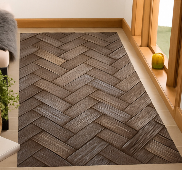 乙烯基地毯客厅编织木纹外观 - TenStickers