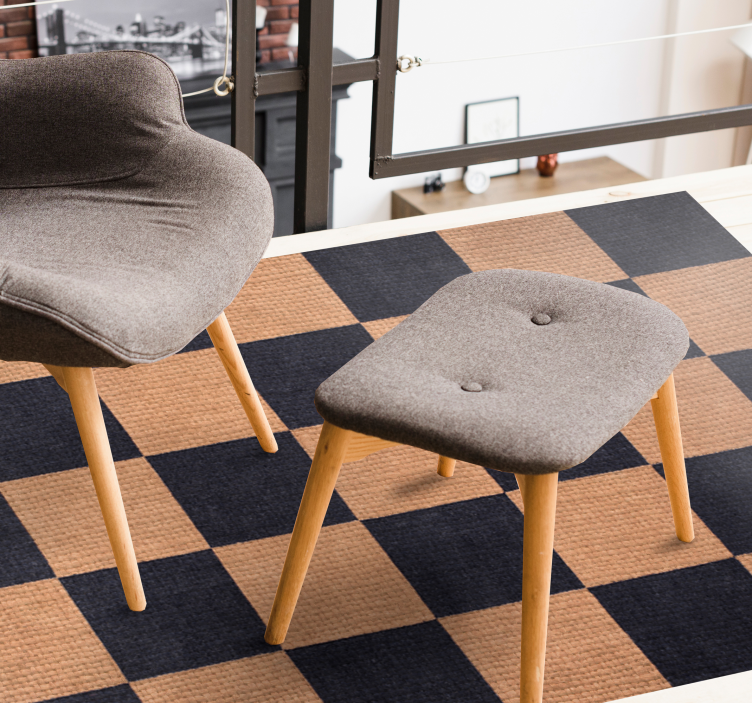 乙烯基地毯客厅棕色格子图案 - TenStickers