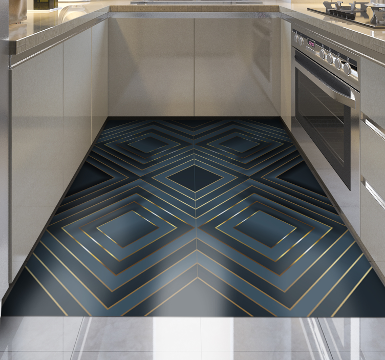 乙烯基地毯黑色边框方块设计 - TenStickers