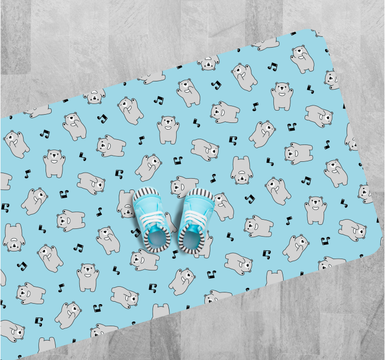 北极熊图案音乐长方形地毯 - TenStickers