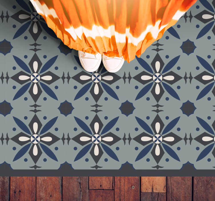 乙烯基地毯 灰色植物图案 - TenStickers