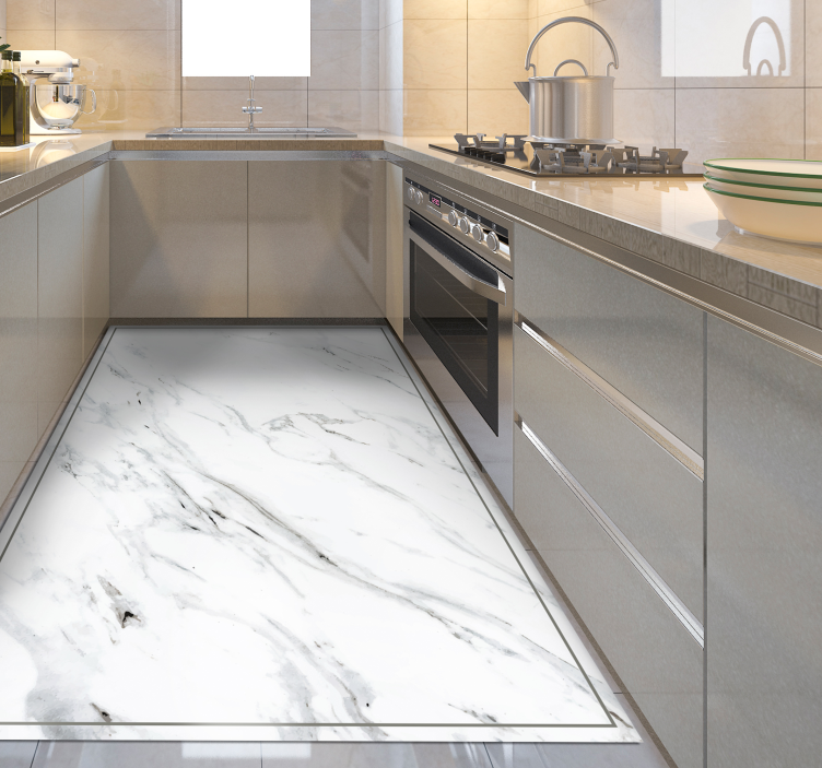 乙烯基地毯  石头效果 白色大理石 - TenStickers