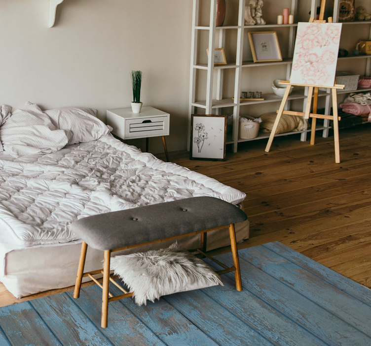 乙烯基地毯木纹蓝色旧木板 - TenStickers