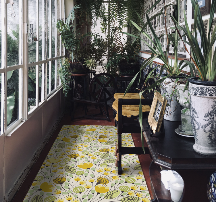 黄色碎花蕾丝碎花乙烯基地毯 - TenStickers