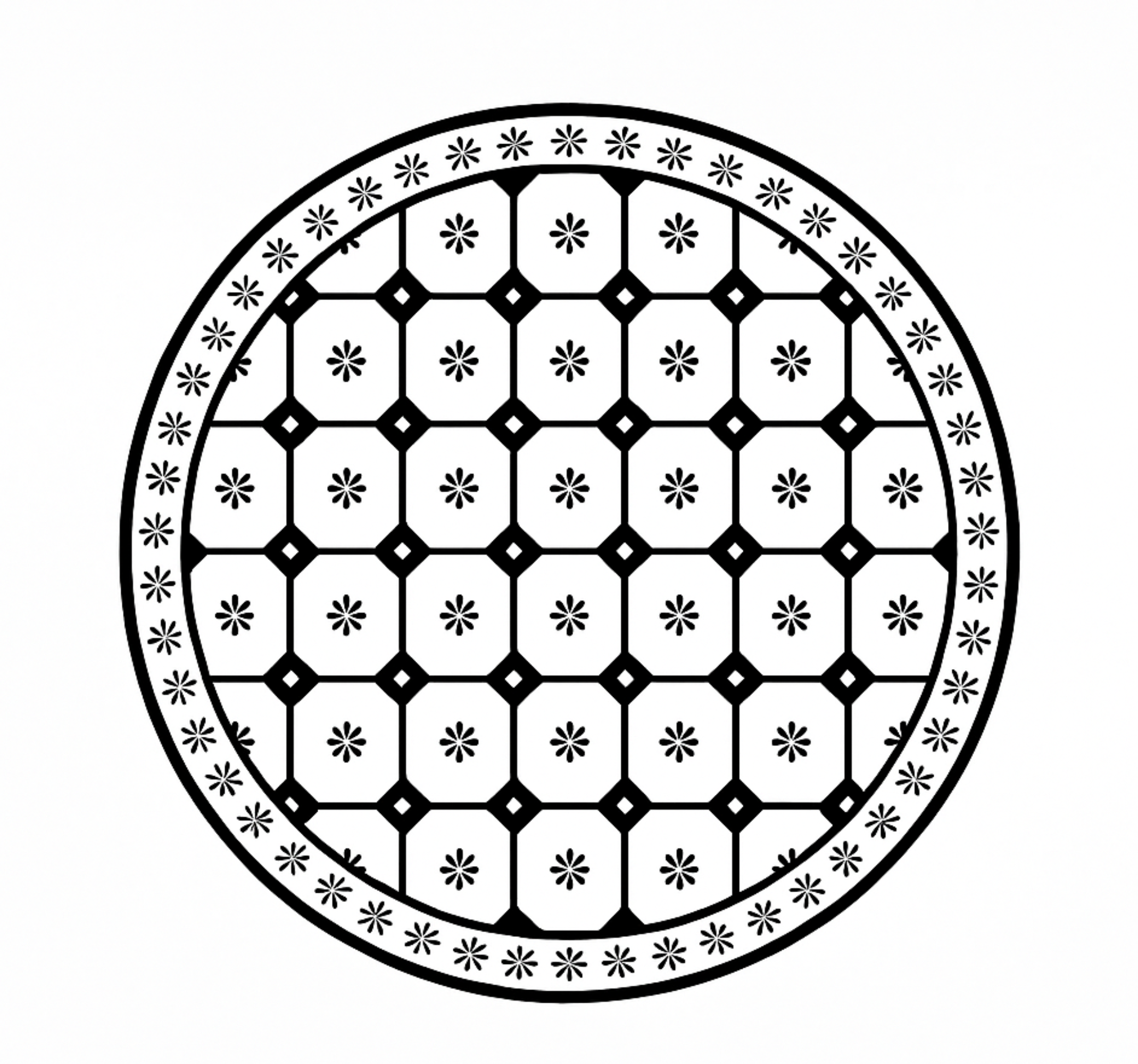 乙烯基地毯饭厅 黑白瓷砖图案 - TenStickers