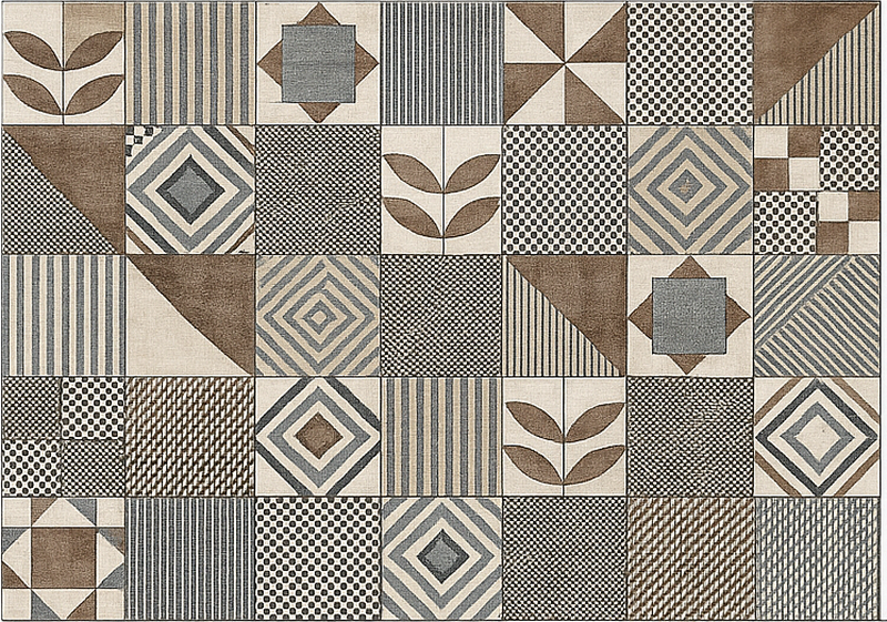 乙烯基厨房地毯呈现抽象几何自然风格 - TenStickers