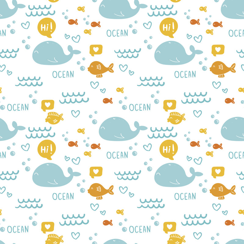 乙烯基地毯动物色彩丰富快乐的海洋家具 - TenStickers