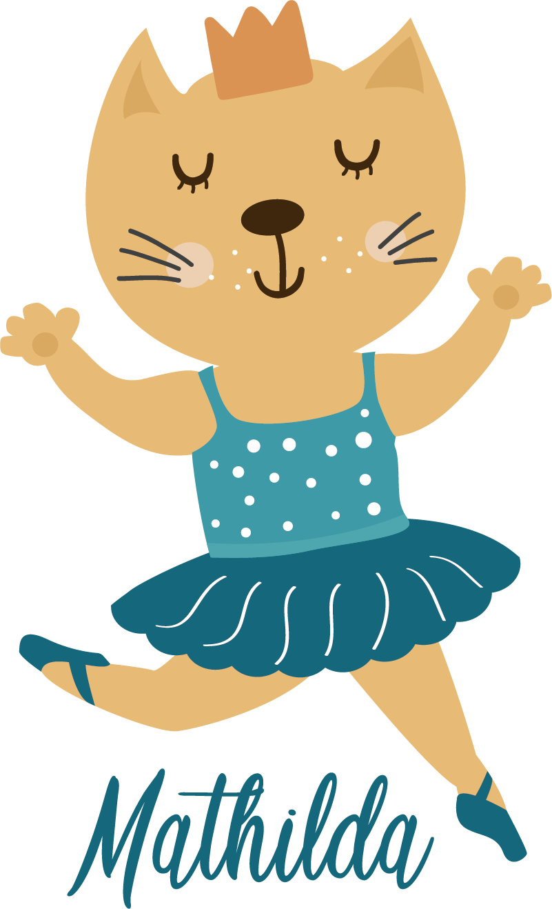 乙烯基地毯动物跳舞的小猫与名字 - TenStickers