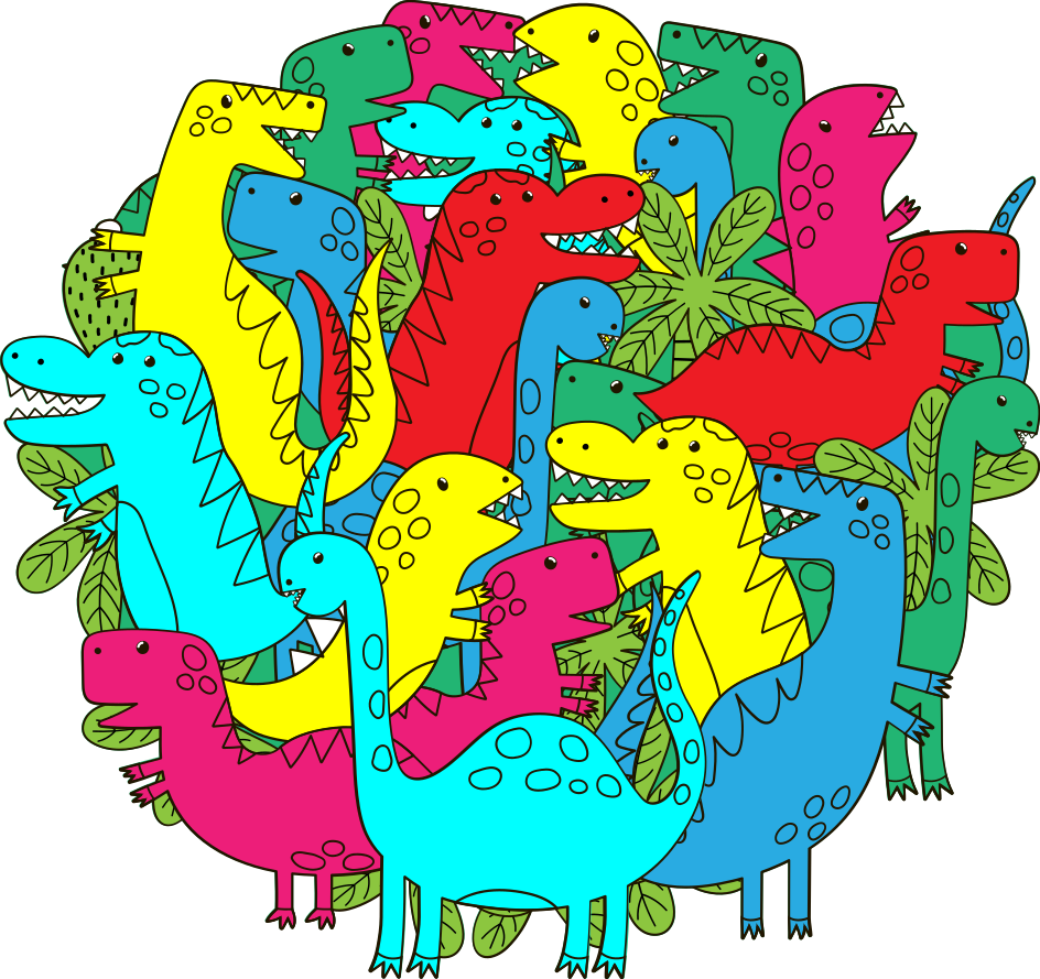 乙烯基地毯动物儿童圆形彩色恐龙 - TenStickers