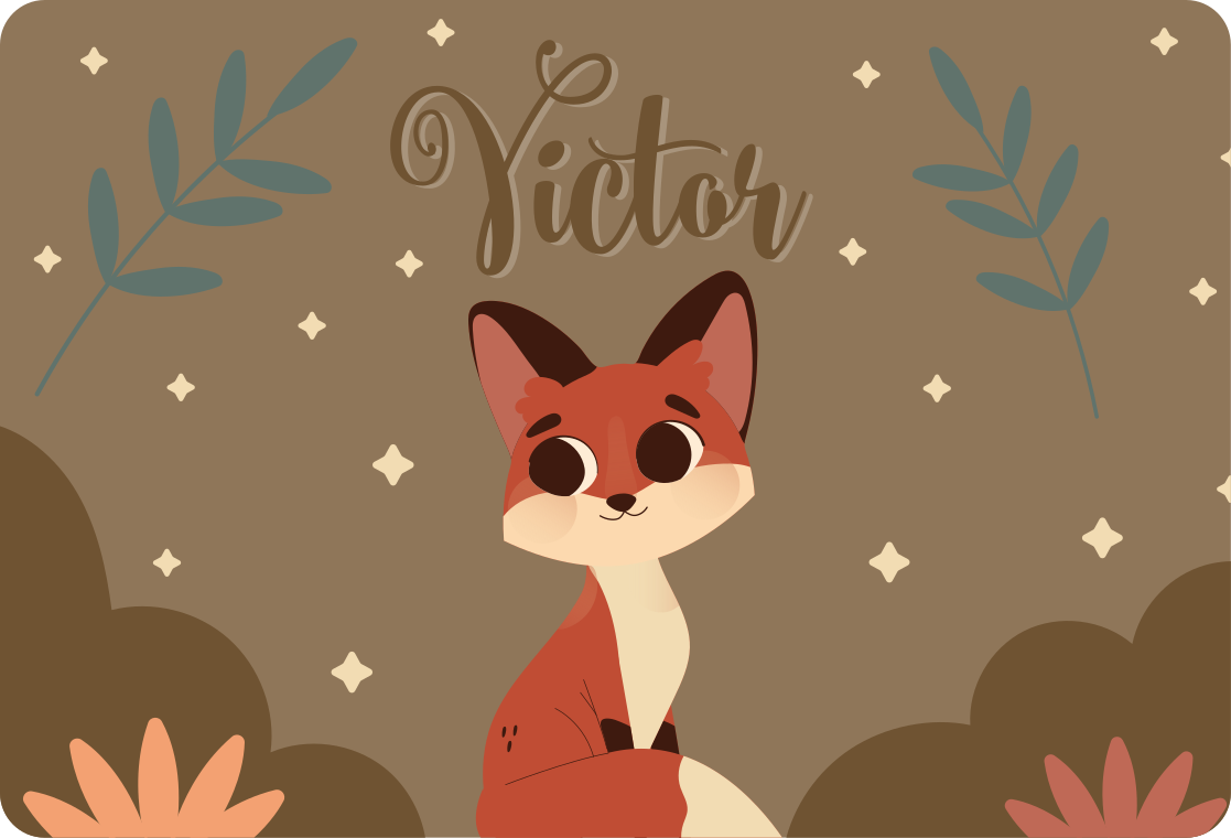 乙烯基地毯动物可爱狐狸男孩专属名牌 - TenStickers