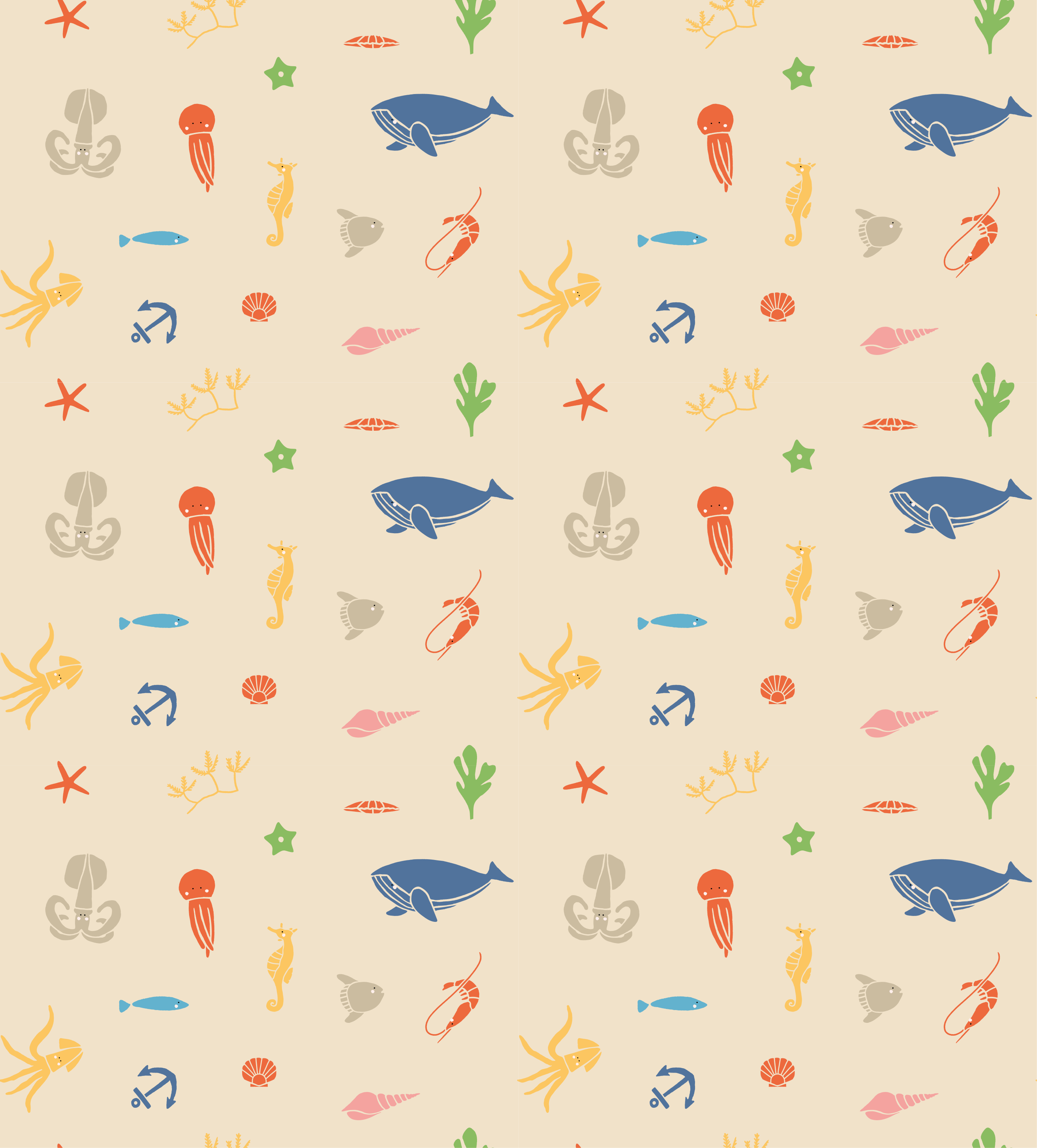 乙烯基地毯动物海洋生物图案 - TenStickers