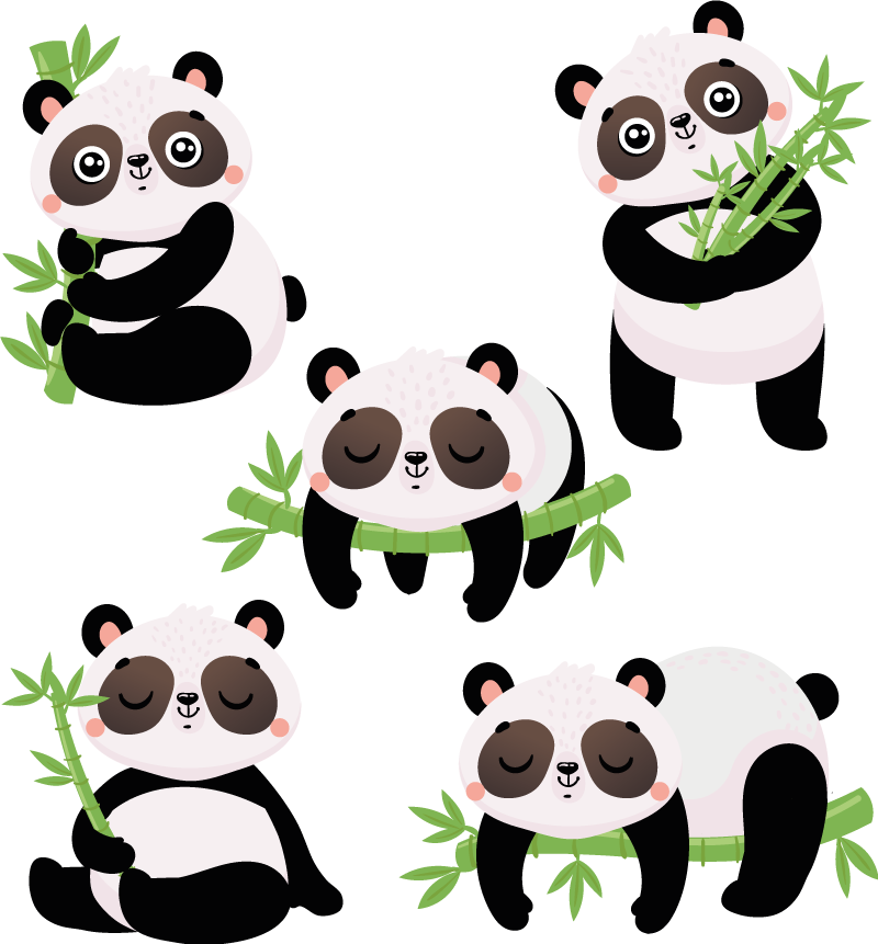 乙烯基地毯动物可爱熊猫插图 - TenStickers