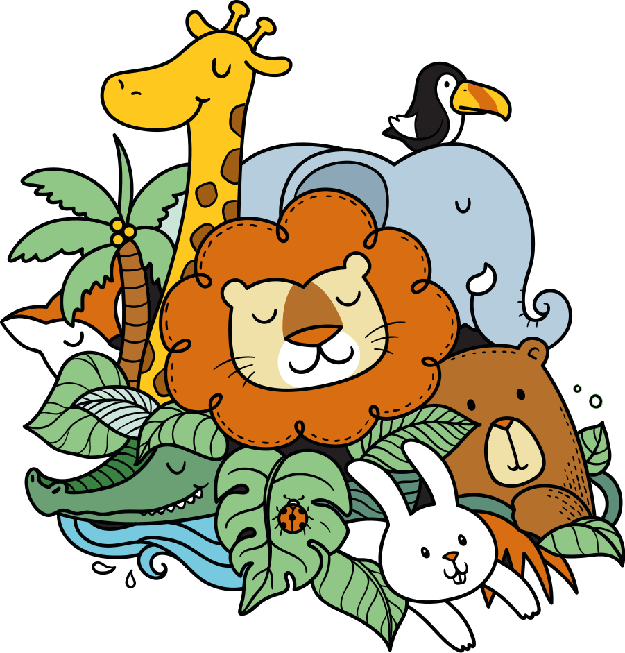 乙烯基地毯动物生动的动物场景 - TenStickers