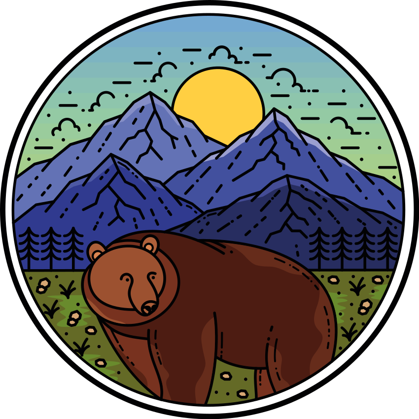 乙烯基地毯动物在自然景观中的熊 - TenStickers