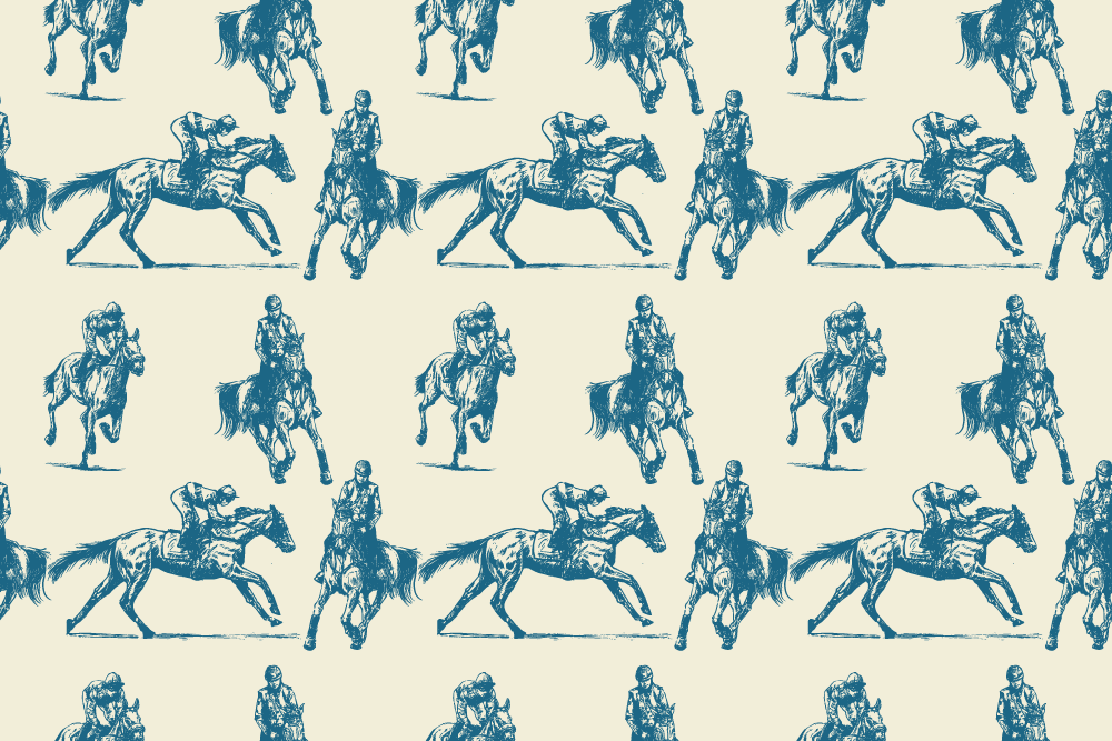 乙烯基地毯动物蓝色米色马图案 - TenStickers