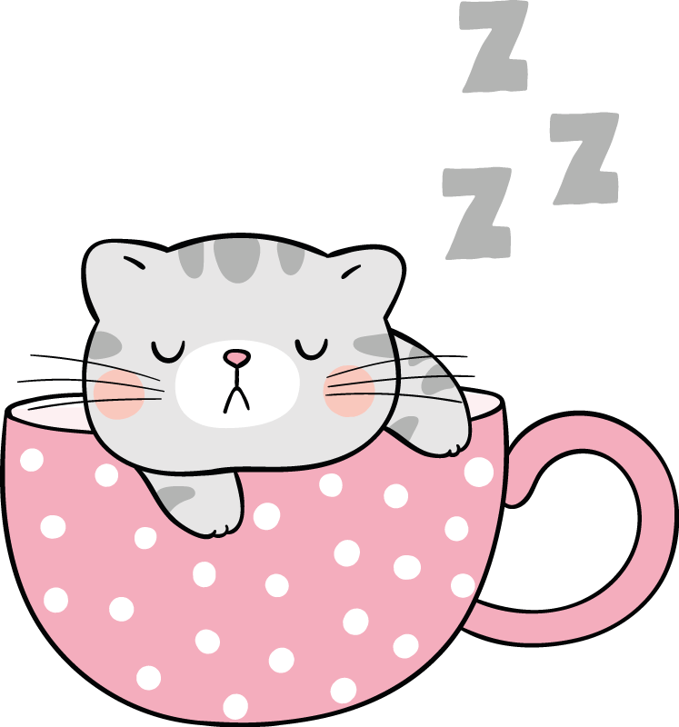 乙烯基地毯动物睡觉的猫杯 - TenStickers