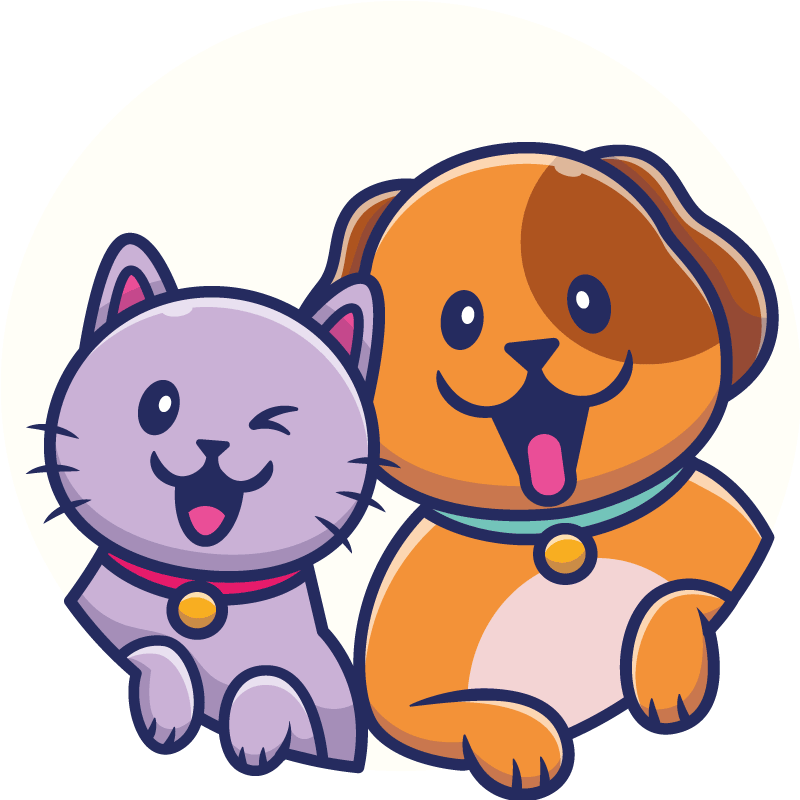 乙烯基地毯动物活泼的猫狗 - TenStickers