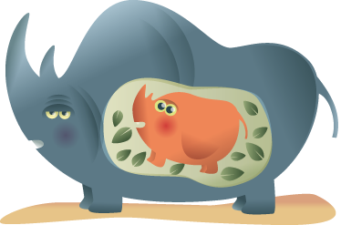 乙烯基地毯动物怀孕的犀牛妈妈 - TenStickers