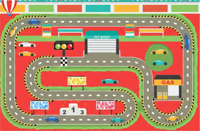 乙烯基地毯道路色彩斑斓卡通赛道 - TenStickers