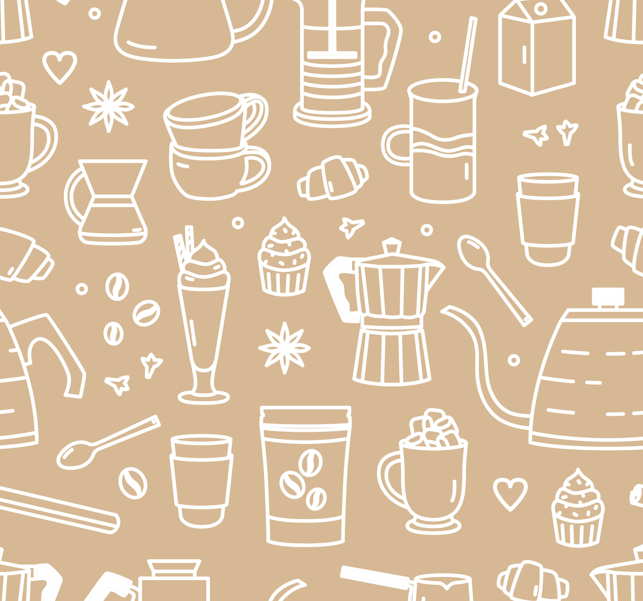 乙烯基厨房地毯咖啡杯与酒杯图案 - TenStickers