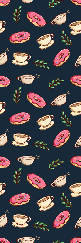 乙烯基厨房地毯甜点与咖啡背景 - TenStickers