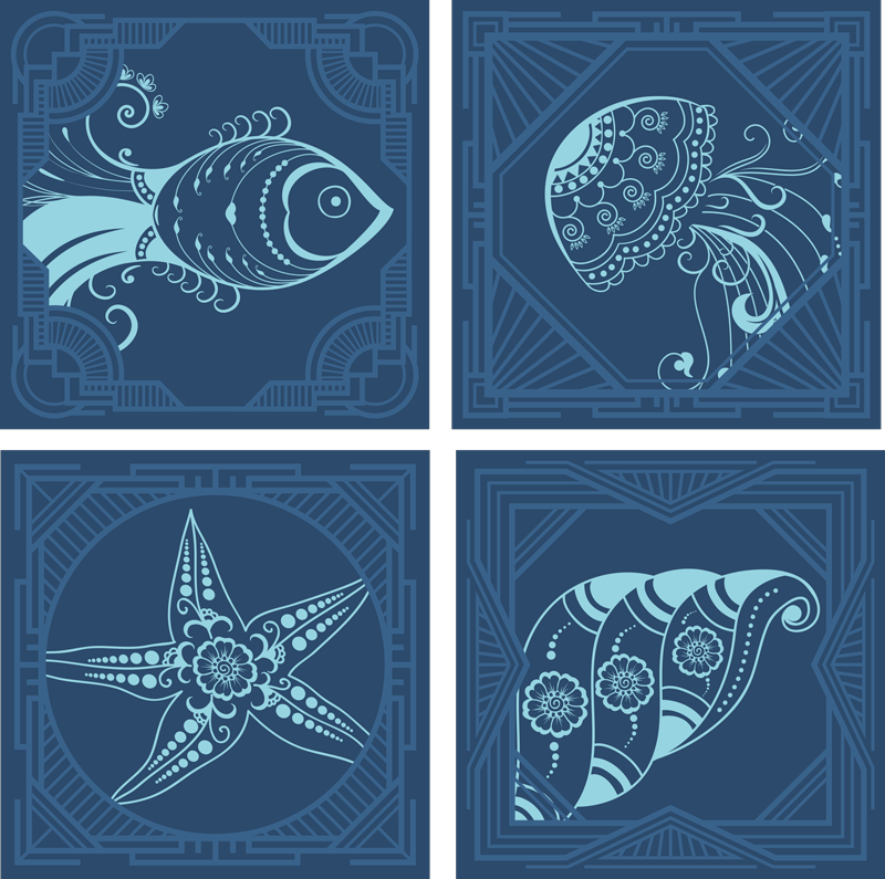 乙烯基地毯浴室装饰海洋生物瓷砖 - TenStickers