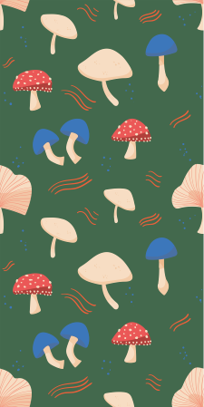 乙烯基花草地毯红白色逼真蘑菇 - TenStickers