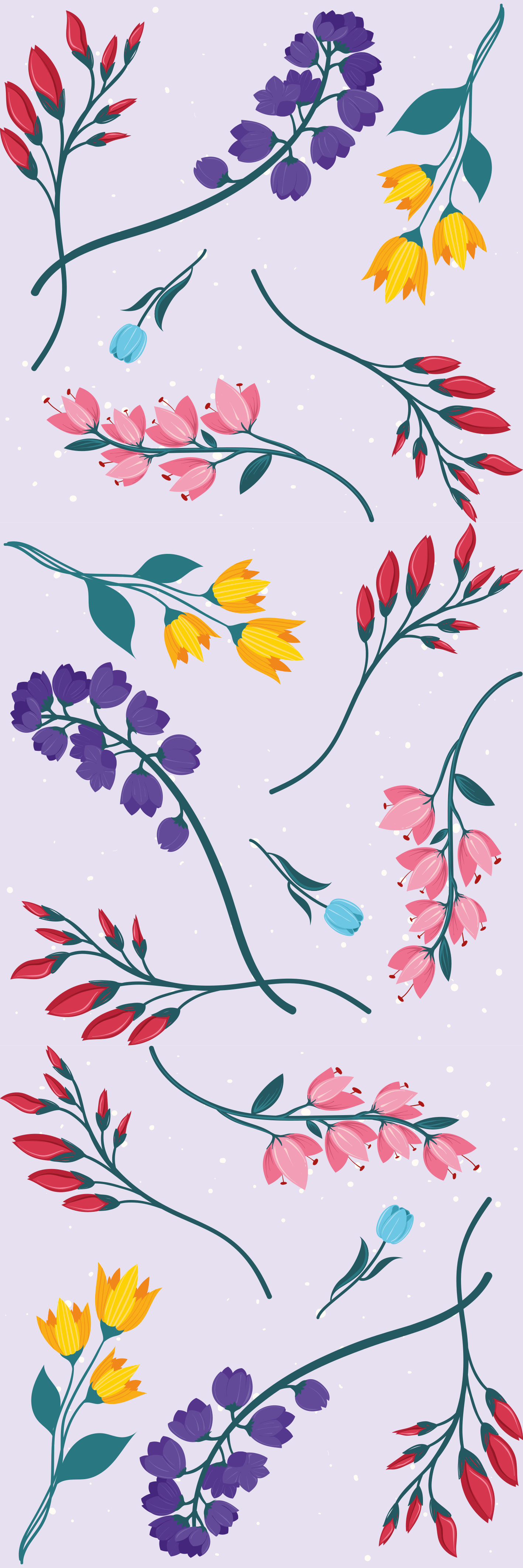 乙烯基花草地毯，简约花园植物花卉 - TenStickers