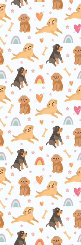 卧室乙烯基地毯可爱狗狗与彩虹图案 - TenStickers