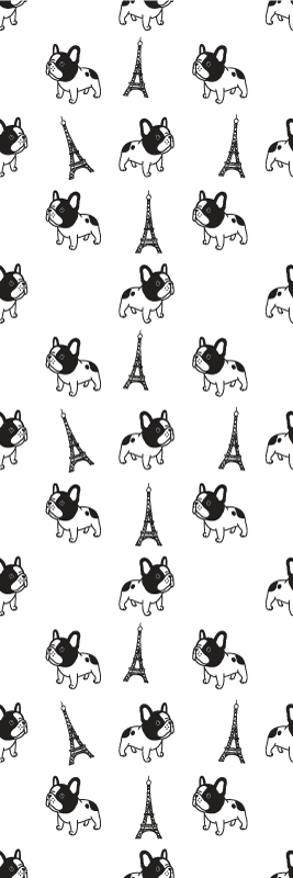 卧室乙烯基地毯 巴黎的法国斗牛犬 - TenStickers