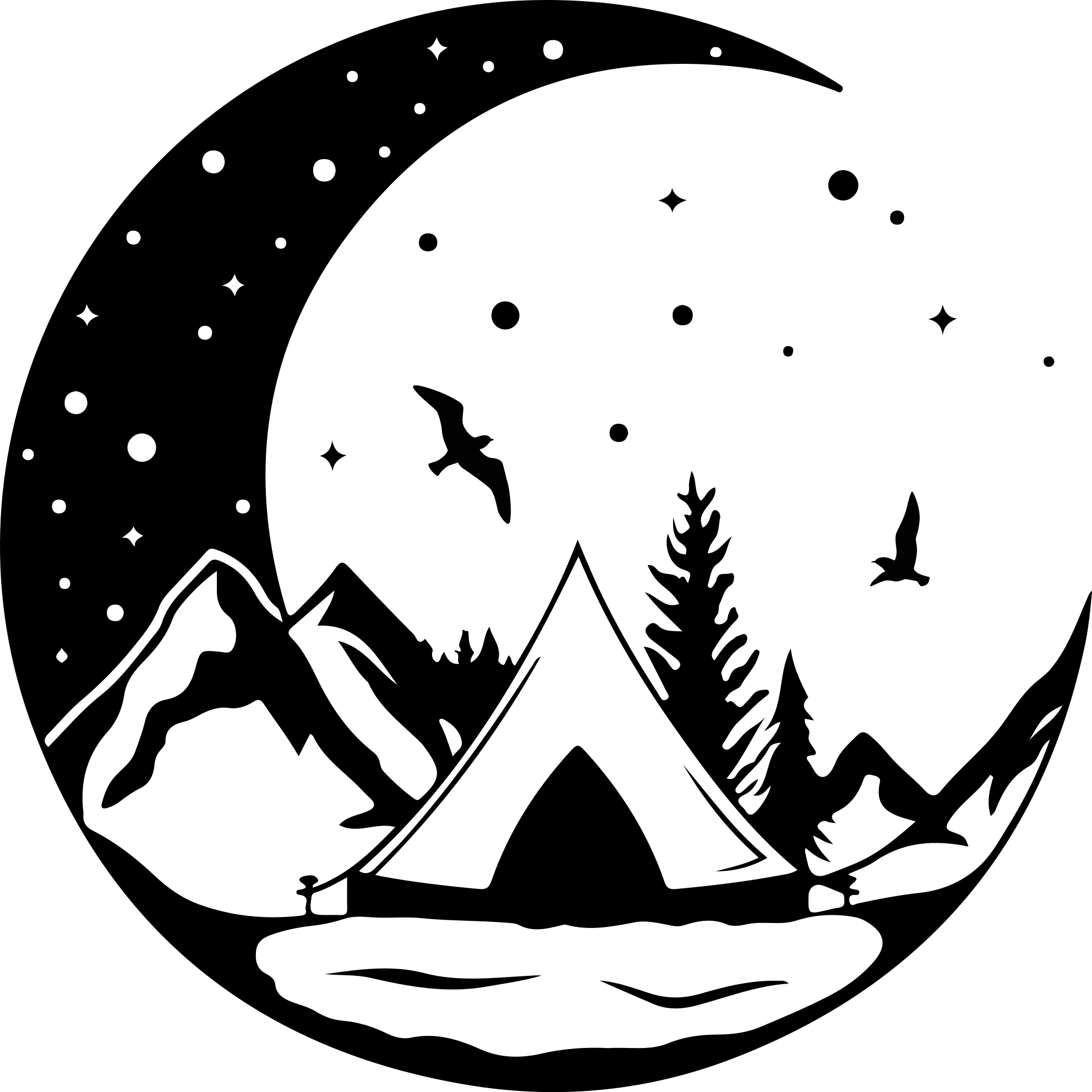 乙烯基地毯特性在山与月夜下的表现 - TenStickers