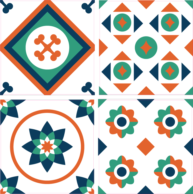 乙烯基地毯几何几何瓷砖 - TenStickers