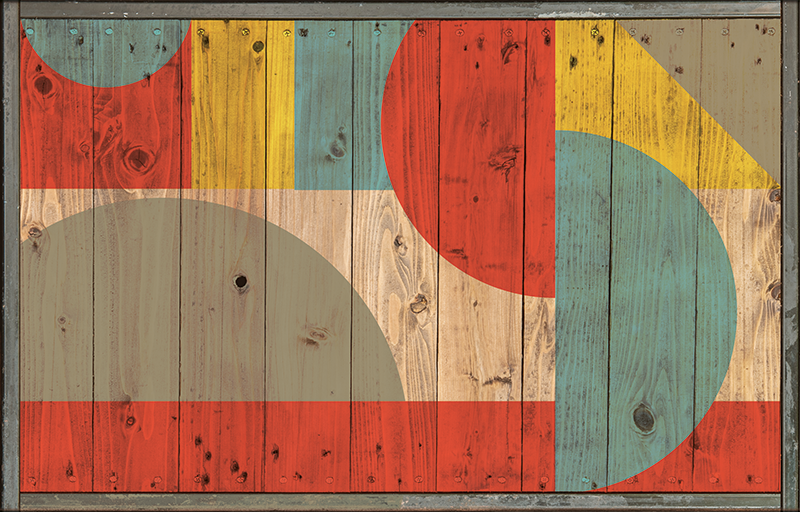 乙烯基地毯几何与木材的几何设计 - TenStickers