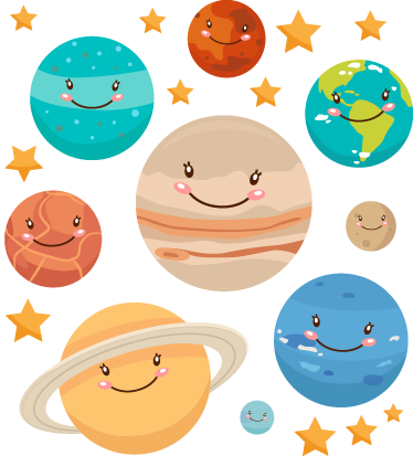 乙烯基地毯 儿童 太阳系行星贴纸 - TenStickers