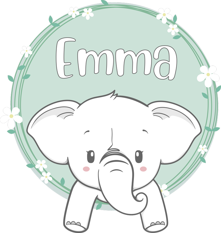 乙烯基地毯 儿童 命名的象 elephant - TenStickers