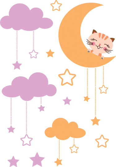 乙烯基地毯 儿童 月亮猫贴纸 - TenStickers