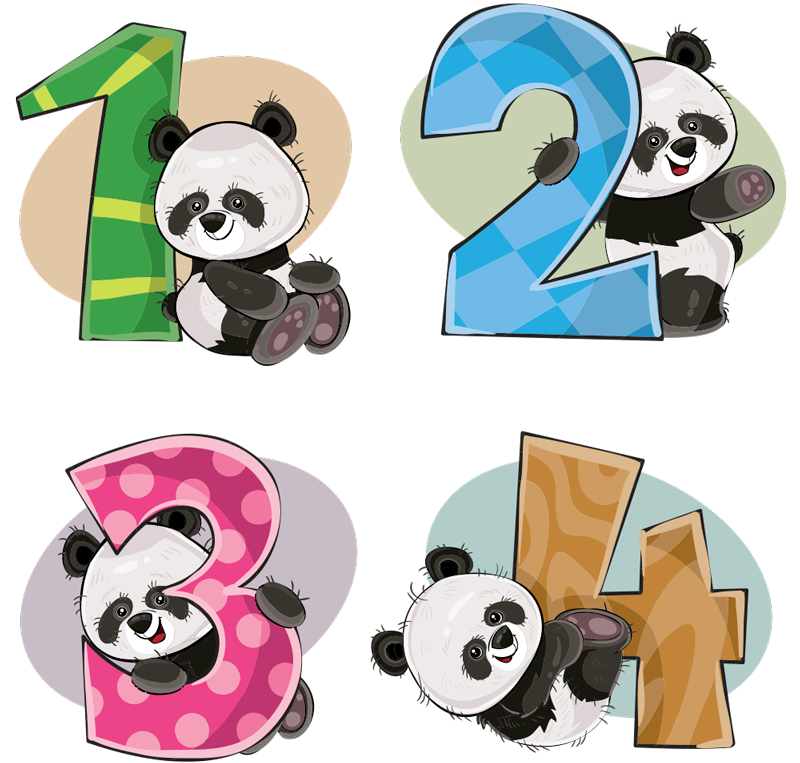 乙烯基地毯 儿童 4只熊猫 - TenStickers