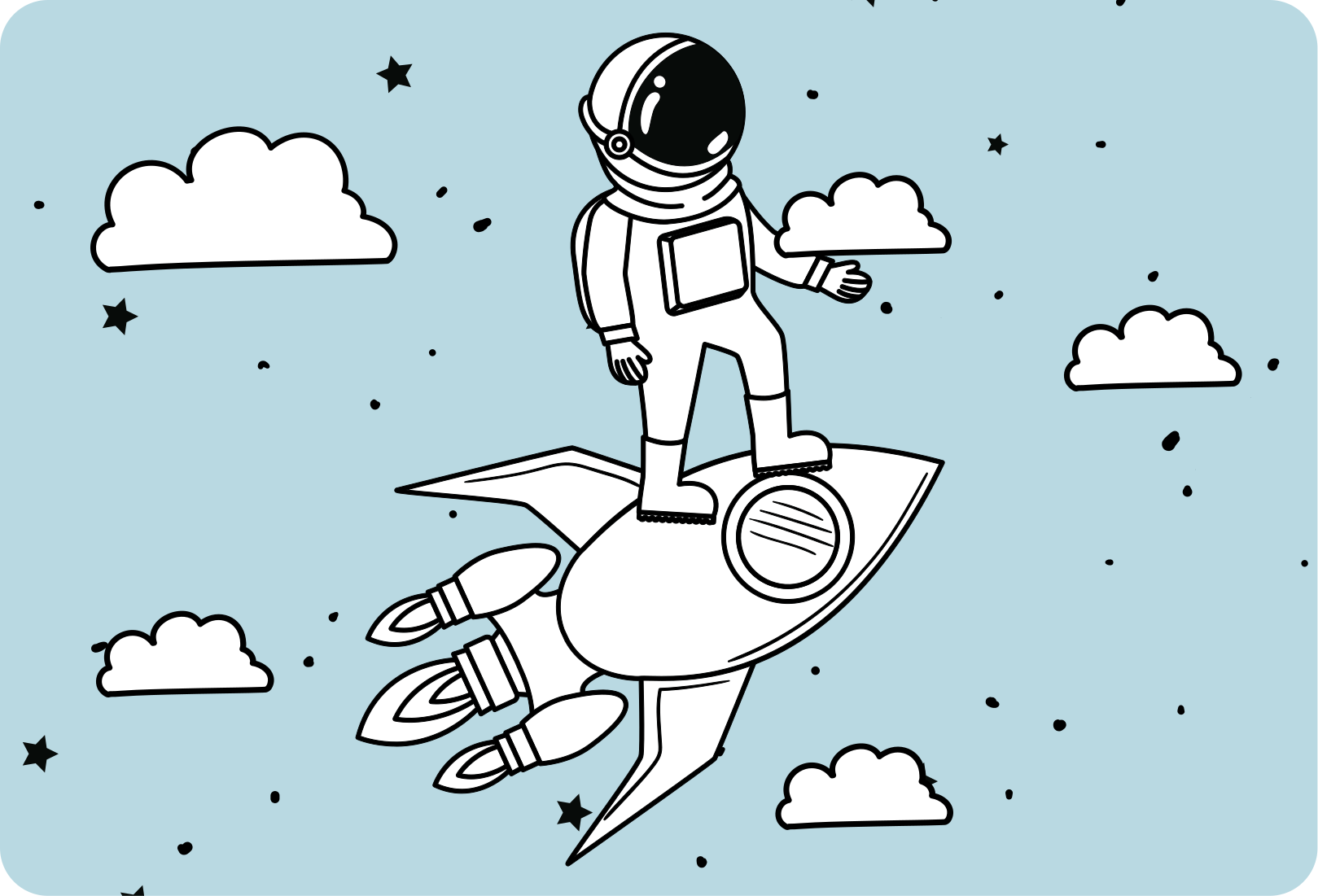 乙烯基地毯 儿童 火箭宇航员与星星 - TenStickers