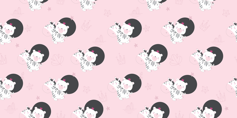 乙烯基地毯 儿童 宝宝斑马与熊家具 - TenStickers