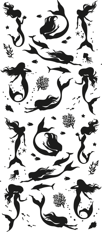 乙烯基地毯浴室美人鱼淋浴垫 - TenStickers